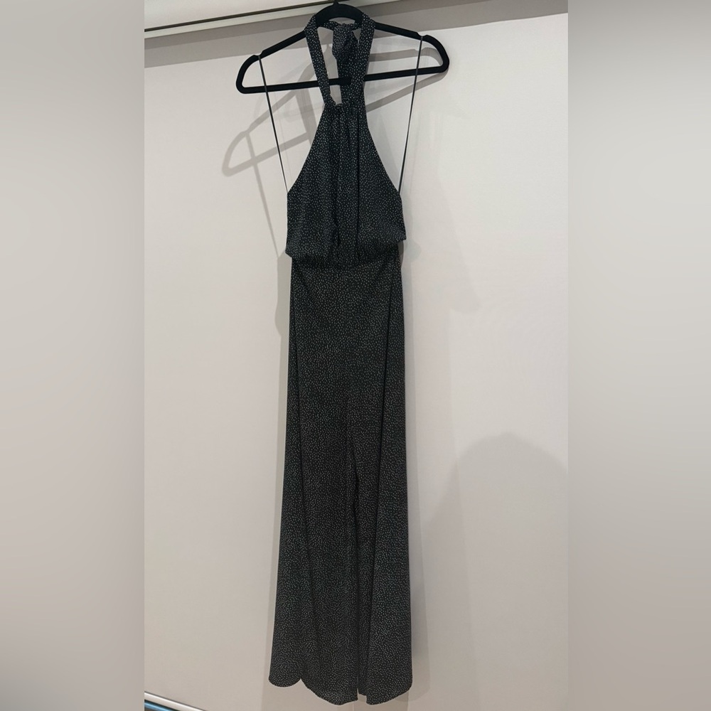 Express Black Patterned Halter Jumpsuit - image 4
